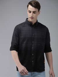 THE BEAR HOUSE Ardor Edition Men Navy Blue Cotton Slim Fit Windowpane Checked Casual Shirt