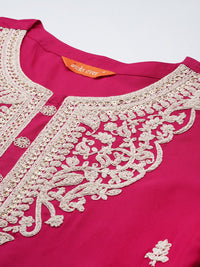 Indo Era Women Floral Embroidered Thread Work Kurta