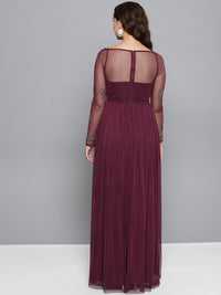 STREET 9 Burgundy Embellished Detail Maxi Dress