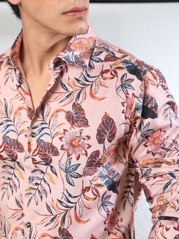 RARE RABBIT Men Misons Slim Fit Floral Printed Cotton Shirt