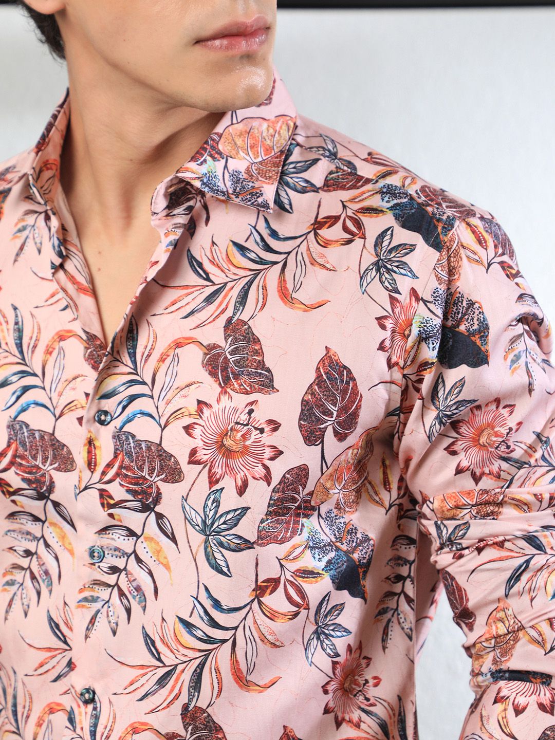 RARE RABBIT Men Misons Slim Fit Floral Printed Cotton Shirt