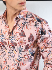 RARE RABBIT Men Misons Slim Fit Floral Printed Cotton Shirt