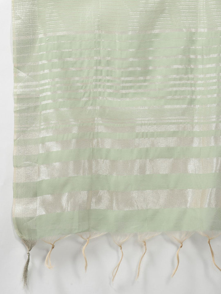 Indo Era Women Green Yoke Design Regular Kurta with Palazzos & Dupatta