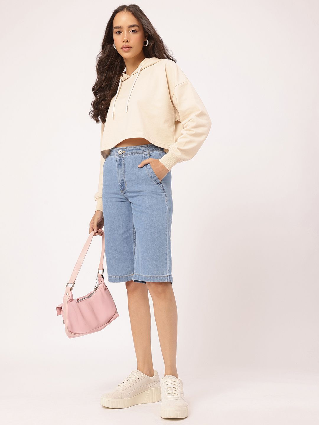 DressBerry Printed Drop-Shoulder Crop Sweatshirt