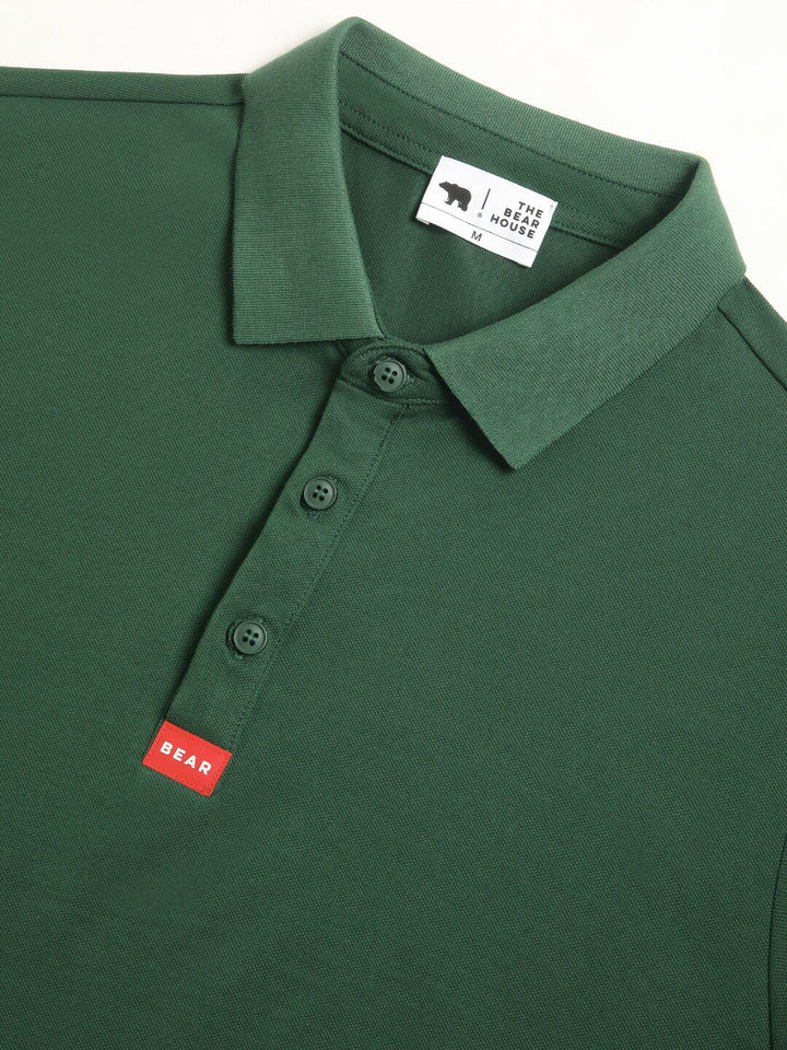THE BEAR HOUSE Polo Collar Short Sleeves Slim Fit T-shirt