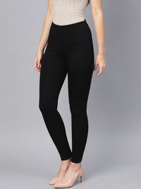 SASSAFRAS Women Black Slim Fit Solid Treggings