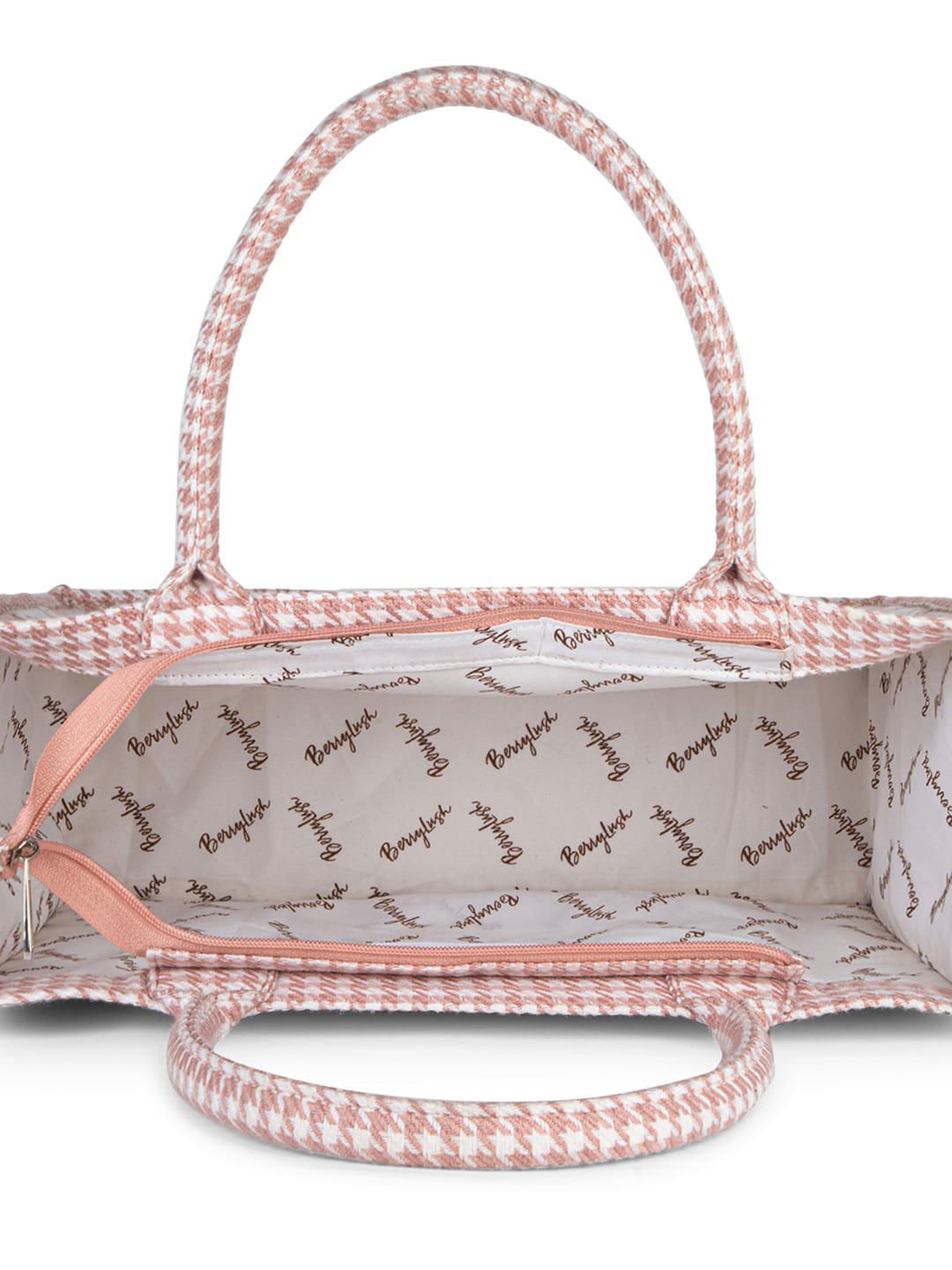 Berrylush Pink Geometric Printed Structured Tote Bag