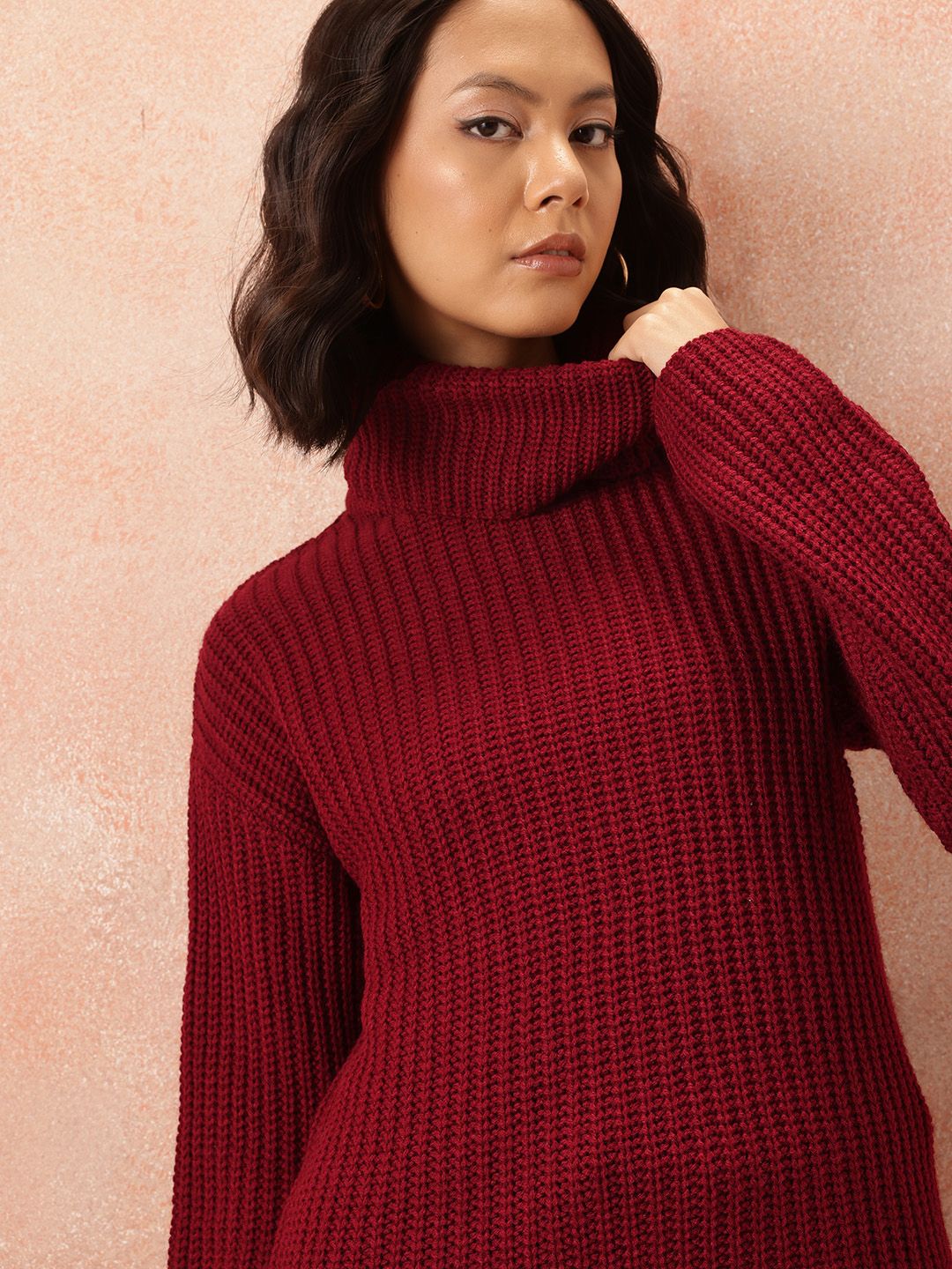 all about you Ribbed Acrylic Longline Pullover
