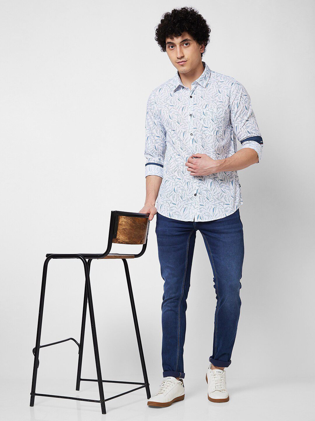 SPYKAR Printed Spread Collar Cotton Casual Shirt
