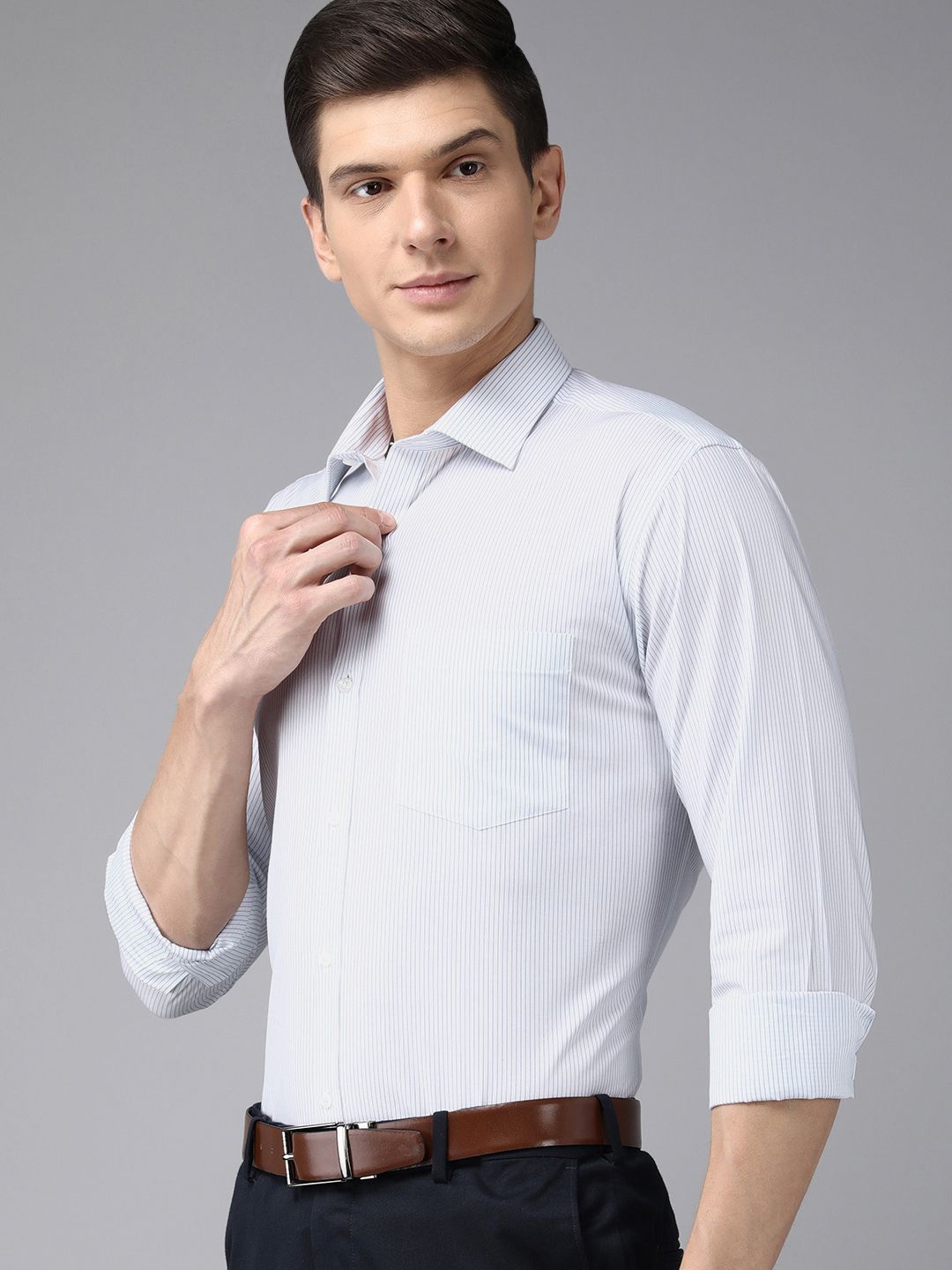 Park Avenue Men Blue Slim Fit Striped Formal Shirt