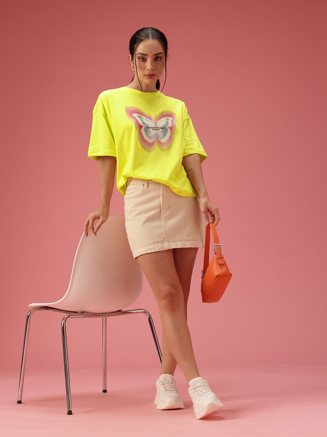 DressBerry Printed Drop-Shoulder Sleeves Relaxed Fit Pure Cotton T-shirt