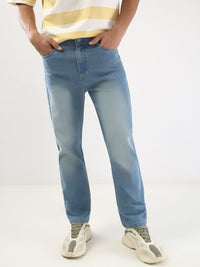 Urbano Fashion Men Straight Fit Mid-Rise Light Fade Stretchable Jeans