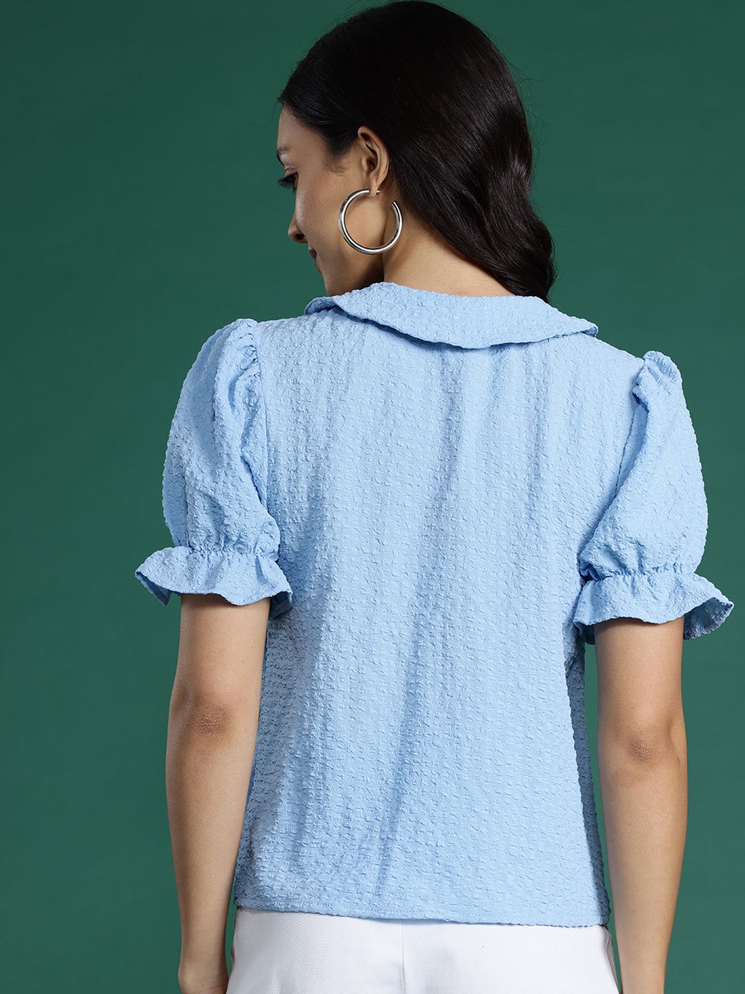 DressBerry Peter Pan Collar Seersucker Top