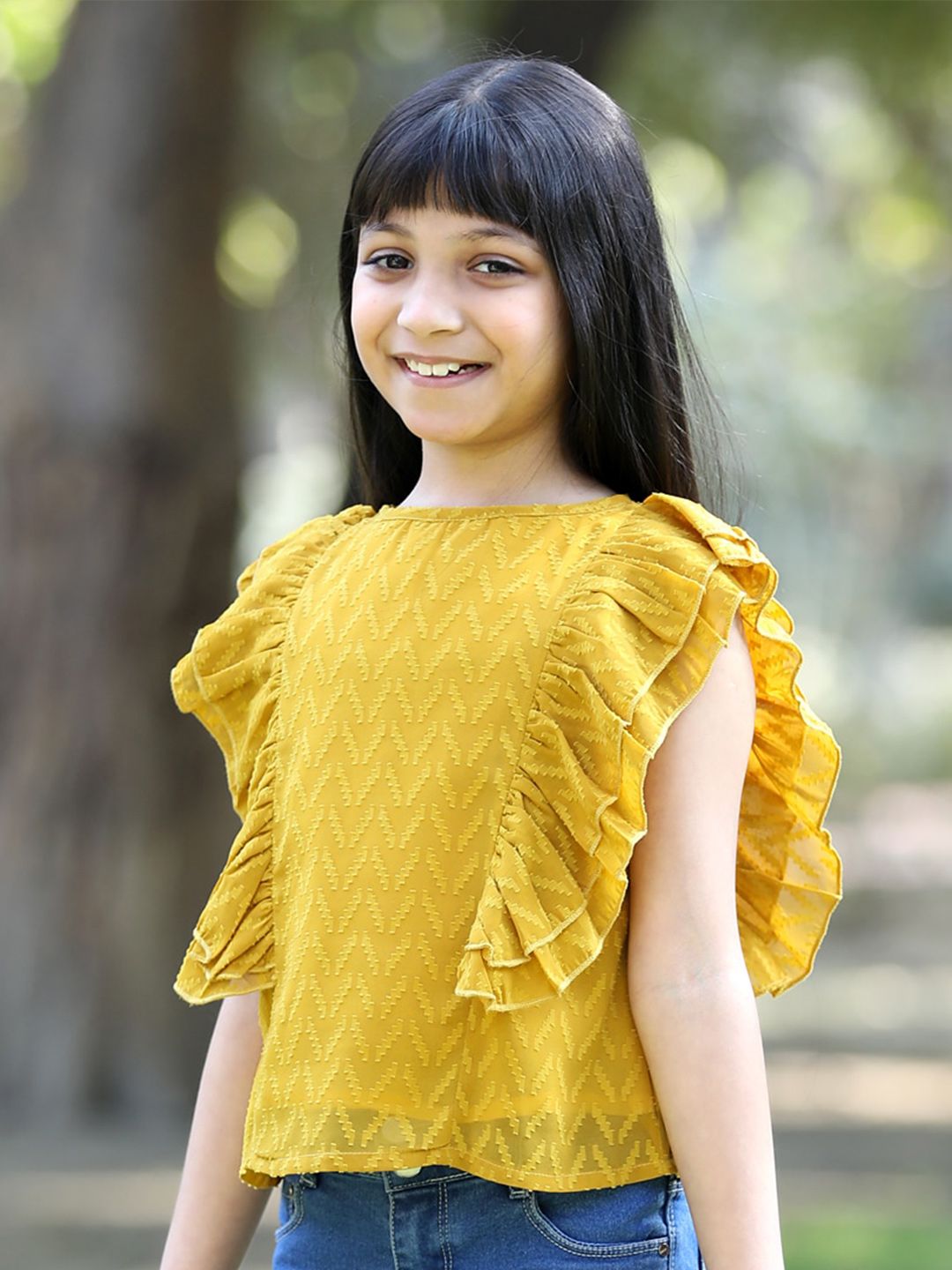 Cutiekins Girls Self Design Ruffles Top