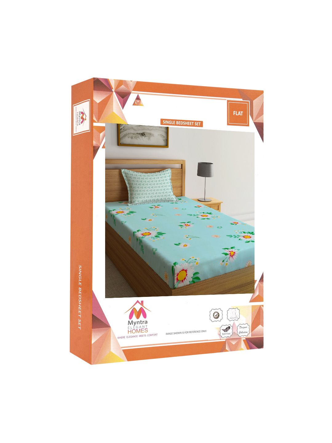 Myntra Elegant Homes Blue & White Floral Printed 300 TC Single Bedsheet Set