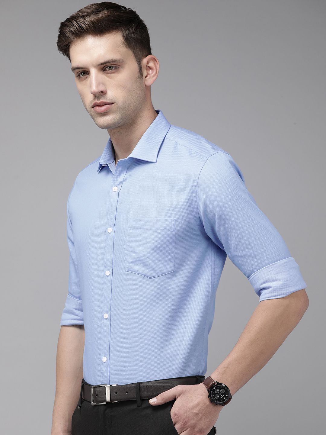 Park Avenue Textured Slim Fit Pure Cotton Formal Shirt