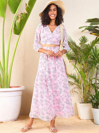 SASSAFRAS Printed Crop Top & Skirt