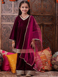 pspeaches Girls Gotta Patti Velvet Kurta With Palazzos & Dupatta