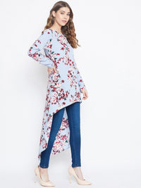Berrylush Women Blue Printed High-Low Top