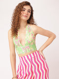 DressBerry Y2K Babe Halter Tie-Up Printed Crop Top