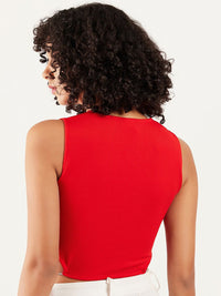 Athena Round Neck Sleeveless Cut-Out Tank Crop Top