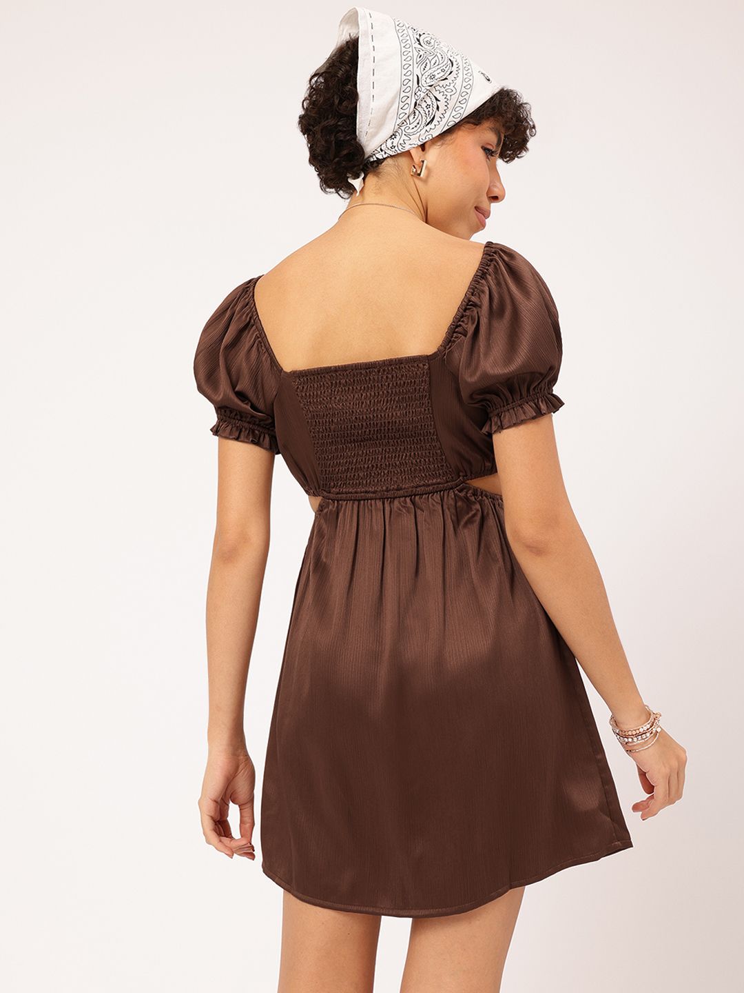 DressBerry Nostalgia Nights Cut-Out Sheen A-Line Mini Dress