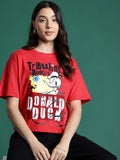 DressBerry Typography Printed Drop-Shoulder Sleeves Pure Cotton T-shirt