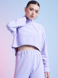 STREET 9 Lavender Mock Collar Crop Sweatshirt
