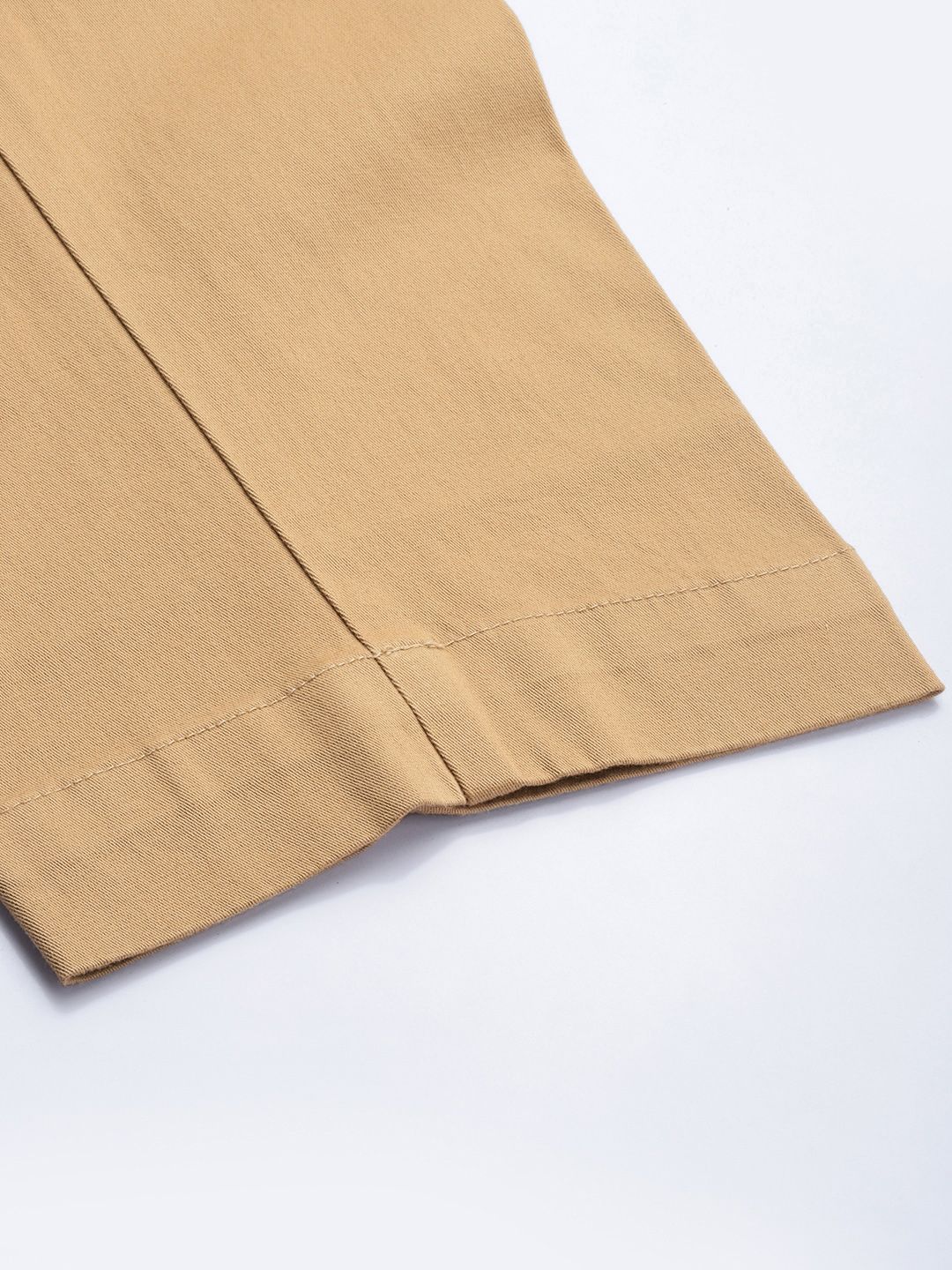 Mr Bowerbird Men Dark Beige Oversized Fit Mid-Rise Elephant Ankle Woven Pleated Trousers