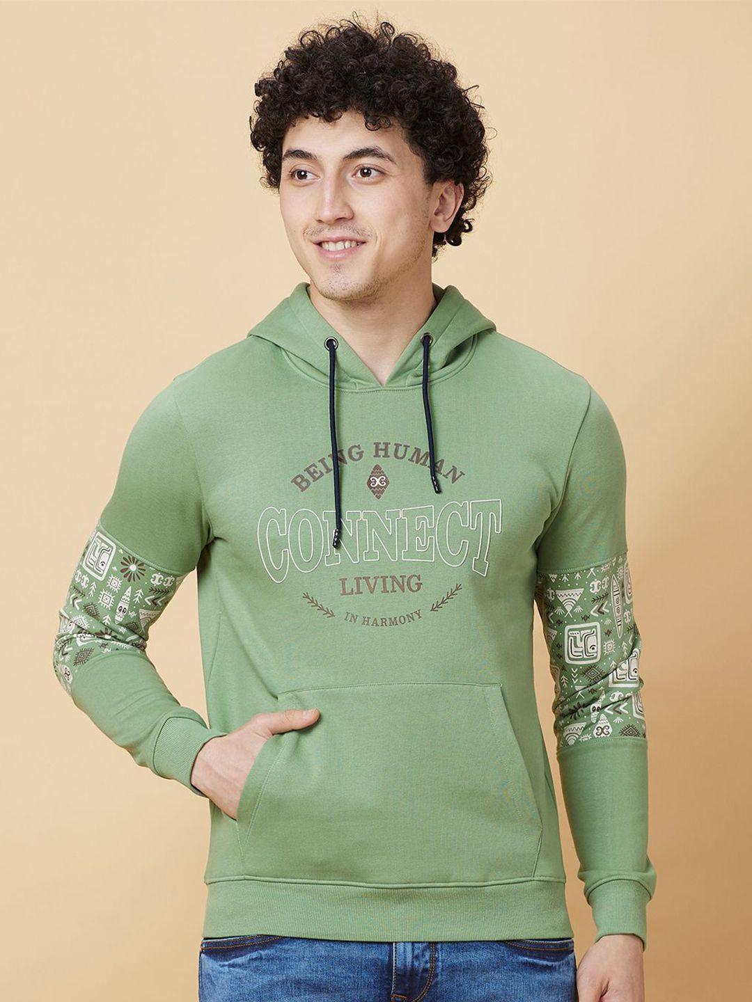 Being Human Printed Hooded Sweatshirt