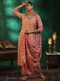 Libas Women Ethnic Motifs Printed Regular Beads and Stones Kurta with Palazzos & With Dupatta