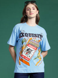 DressBerry Graphic Printed Drop-Shoulder Sleeves T-shirt