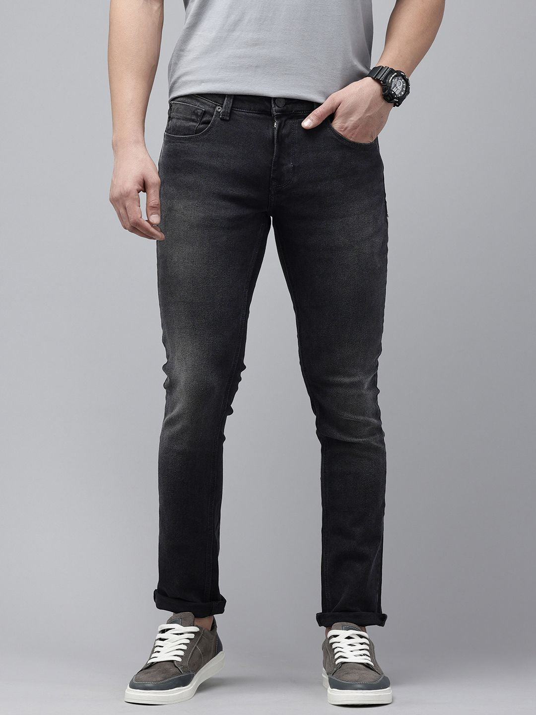 SPYKAR Men Skinny Slim Fit Low-Rise Light Fade Stretchable Jeans