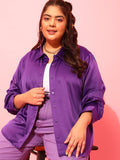 CURVY STREET Plus Size Peach Classic Satin Casual Shirt