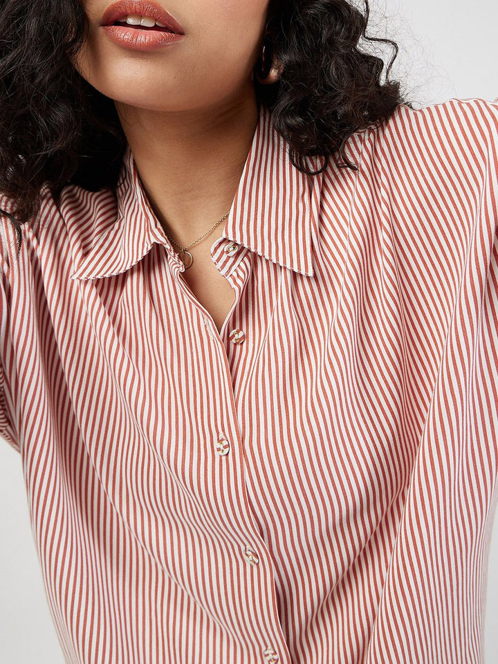 SASSAFRAS Striped Spread Collar Oversized Casual Shirt