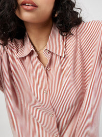 SASSAFRAS Striped Spread Collar Oversized Casual Shirt