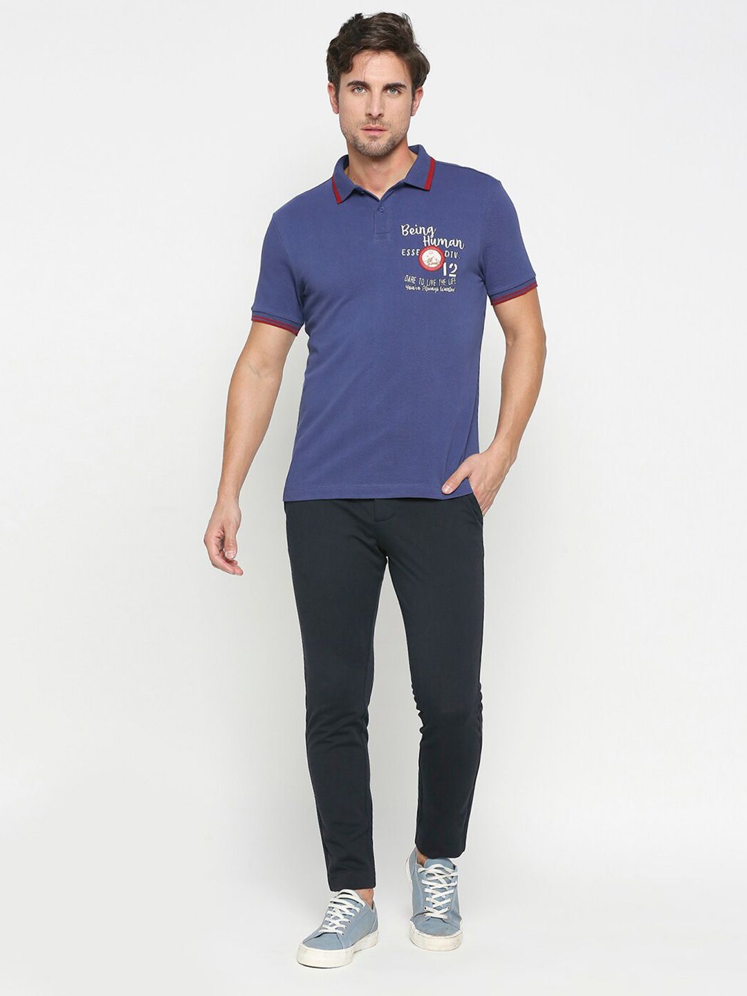 Being Human Typography Printed Polo Collar T-shirt