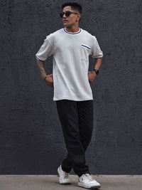 Powerlook Men Pockets Round Neck Solid Oversized T-shirt