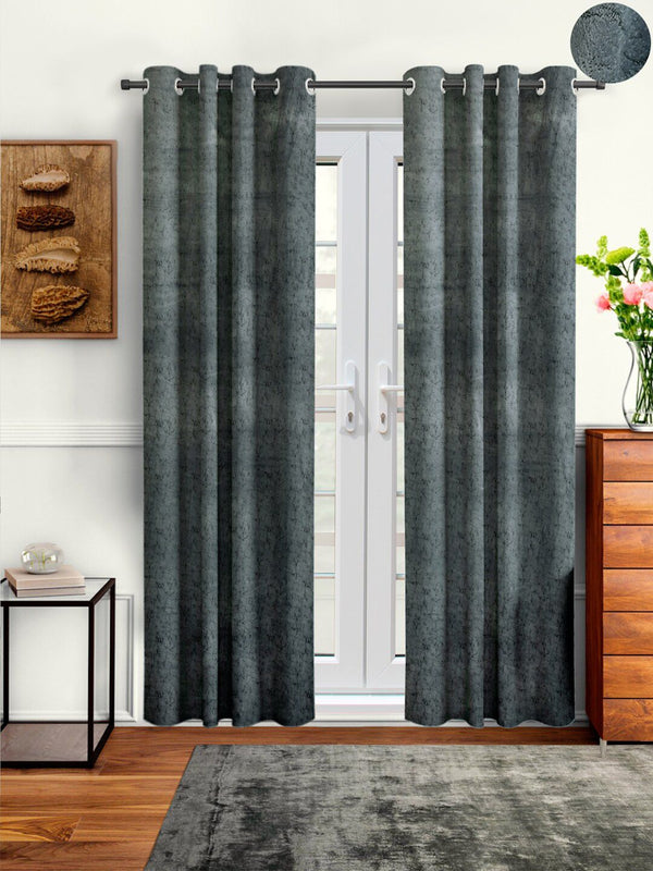 Cortina Grey Set of 2 Room Printed Darkening Long Door Curtain