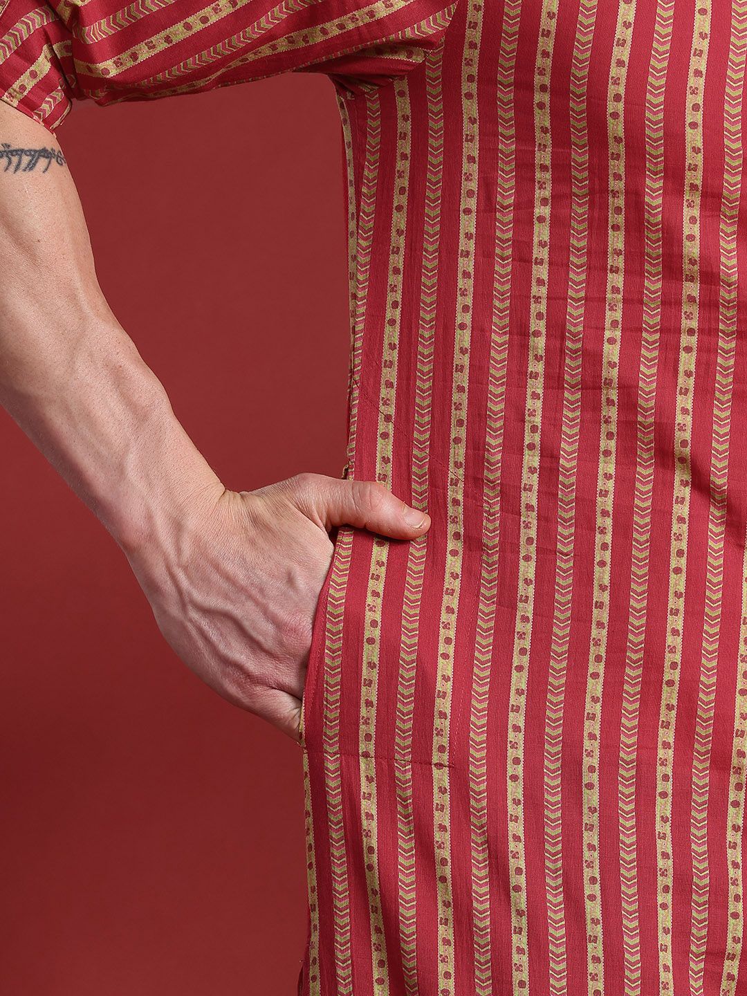 Anouk Pure Cotton Striped Kurta