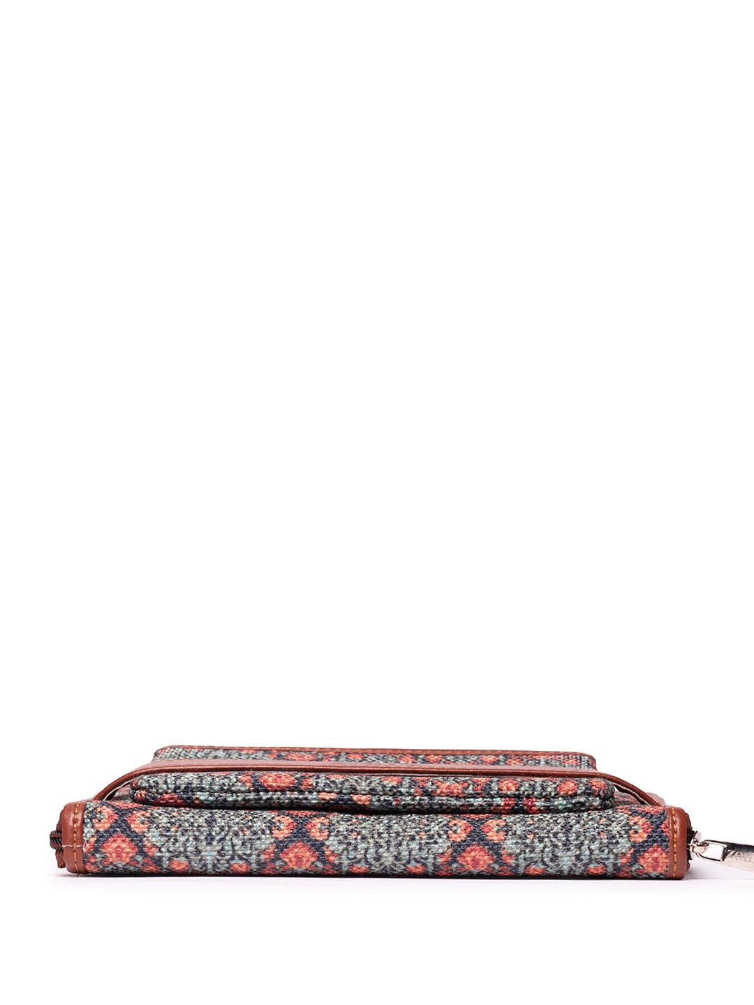 ZOUK Women Teal & Blue Ethnic Motifs Printed Zip Detail Zip Around Wallet