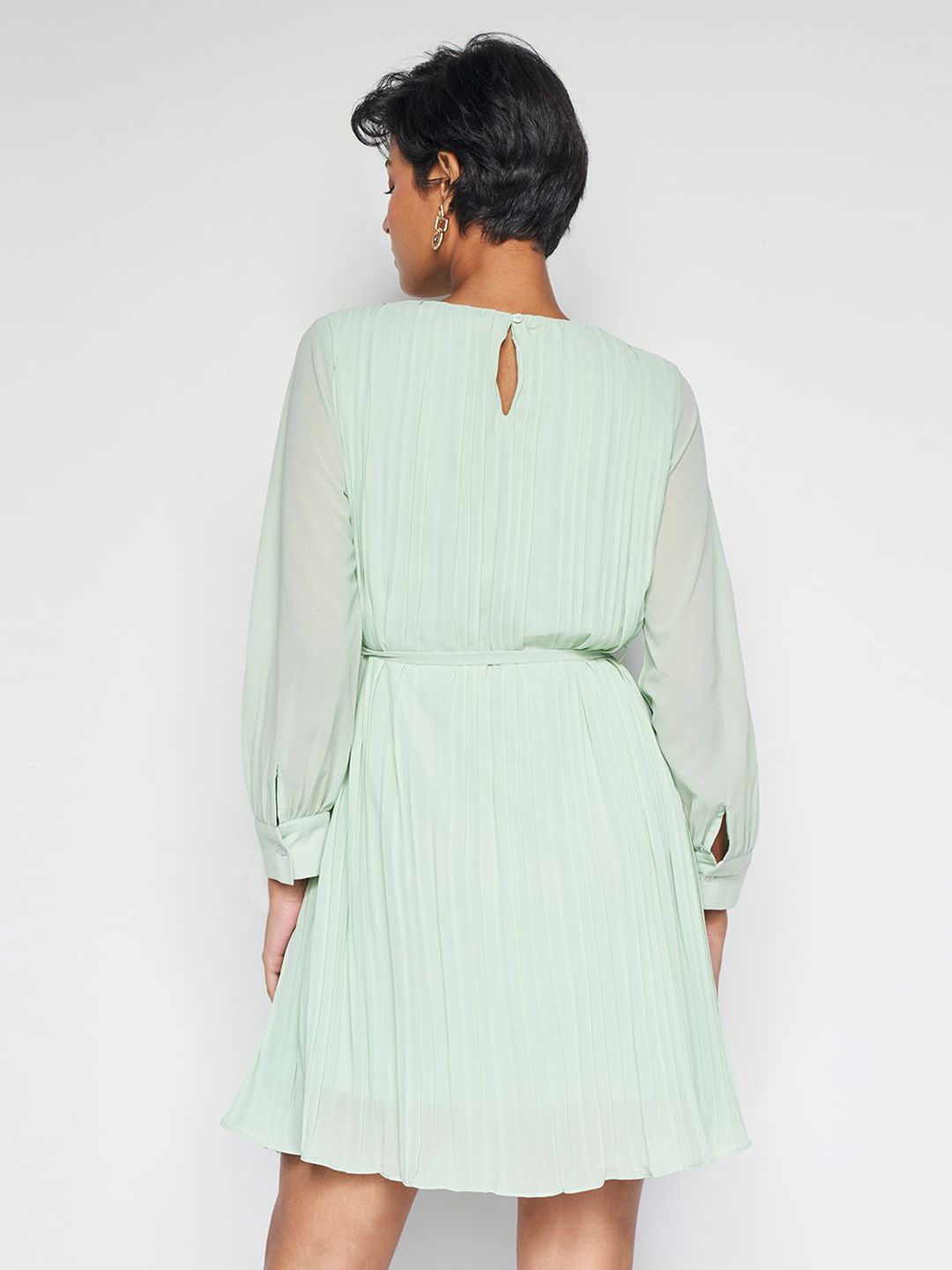 AND Striped Round Neck Fit & Flare Dress