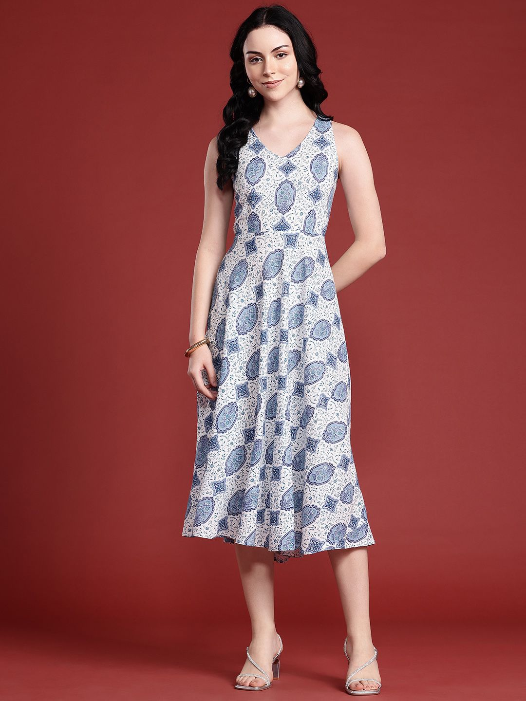 Anouk Floral Printed A-Line Ethnic Dress