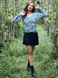 Athena Blue Print Top