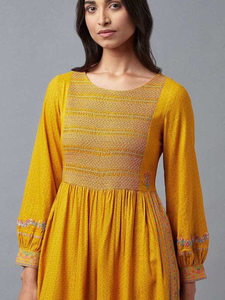 W Women Yellow & Blue Printed Ethnic Basic Jumpsuit