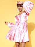 Athena Women Pretty Pink Tie and Dye 70s Mini Dress