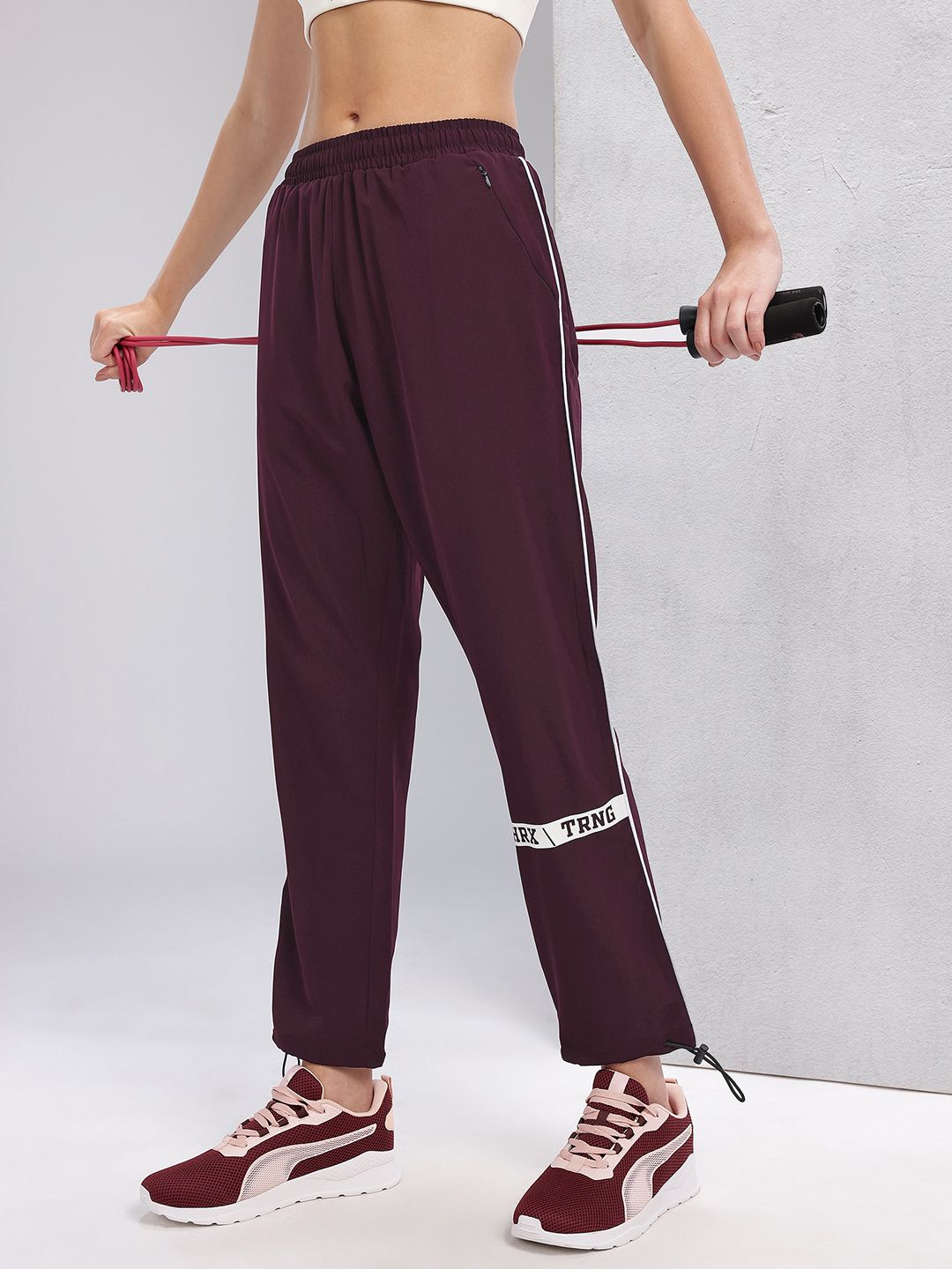 HRX by Hrithik Roshan Women Toggle Hem Contrast Piping Training Track Pants