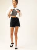 DressBerry Women Black Solid Regular Fit Denim Shorts