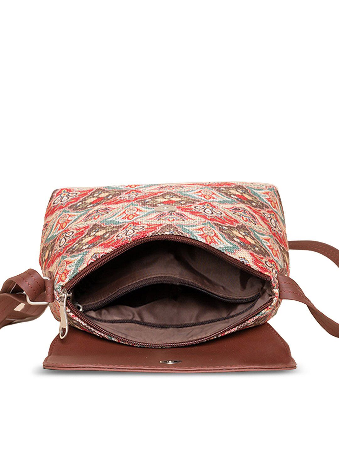 ZOUK Ethnic Motifs Printed Structured Sling Bag