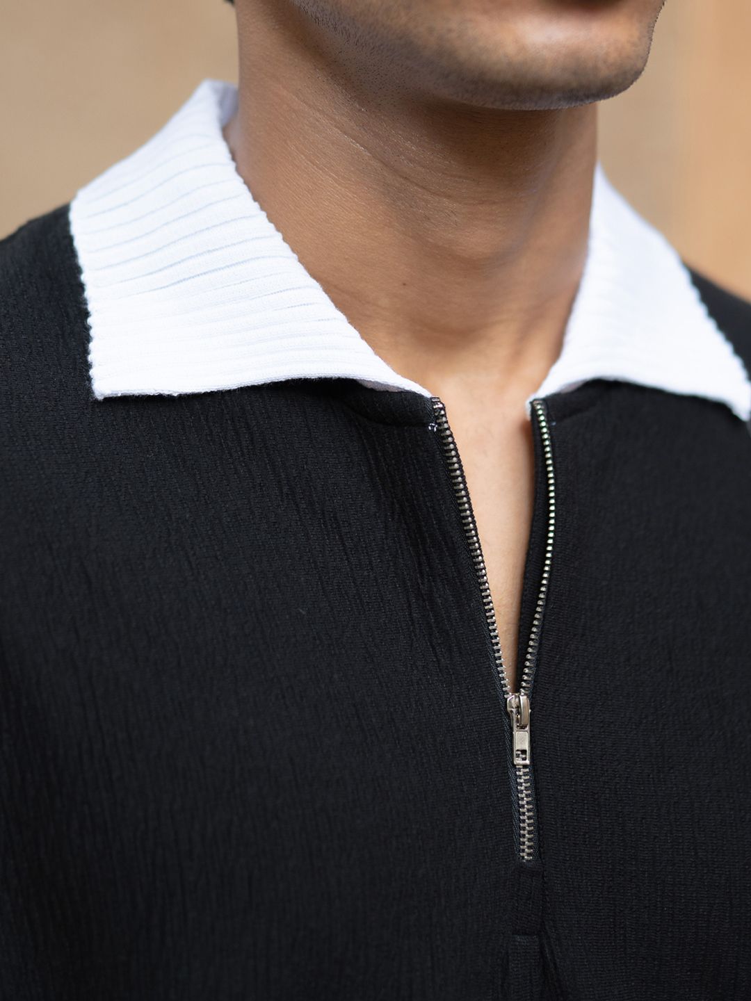 Powerlook Men Typography Printed Polo Collar Drop-Shoulder Sleeves Oversized T-shirt